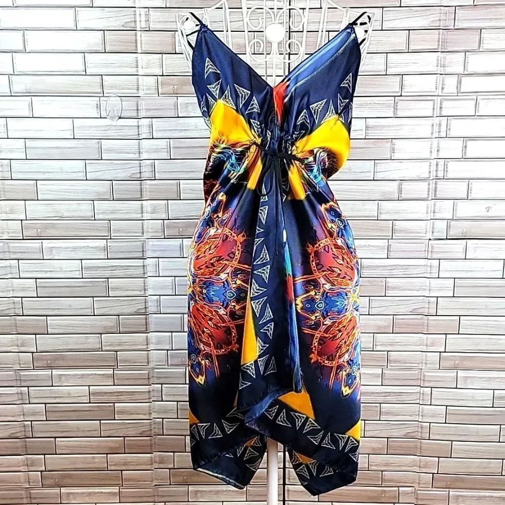 Point scarf Handkerchief-hem dress Multi-color Womens Size Size L